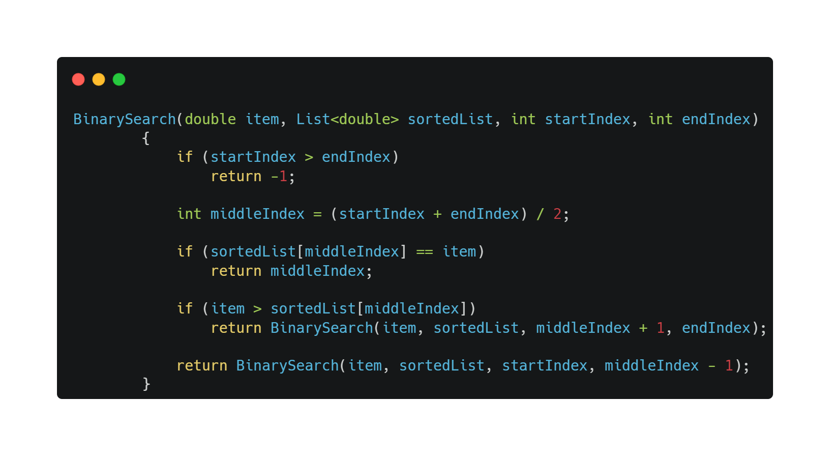 binary search algorithm